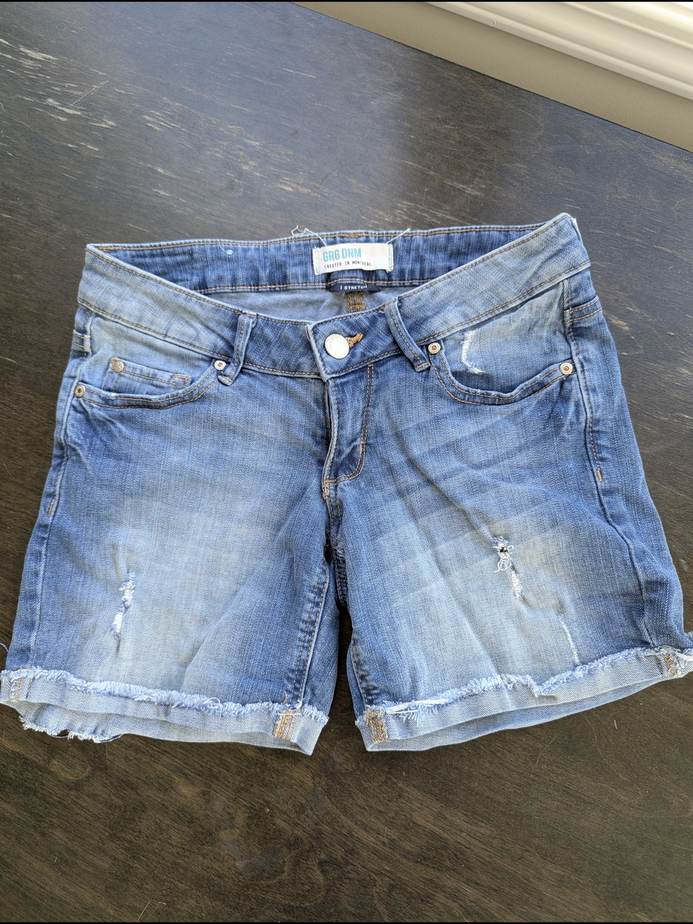 Garage Light Blue Distressed Denim Shorts